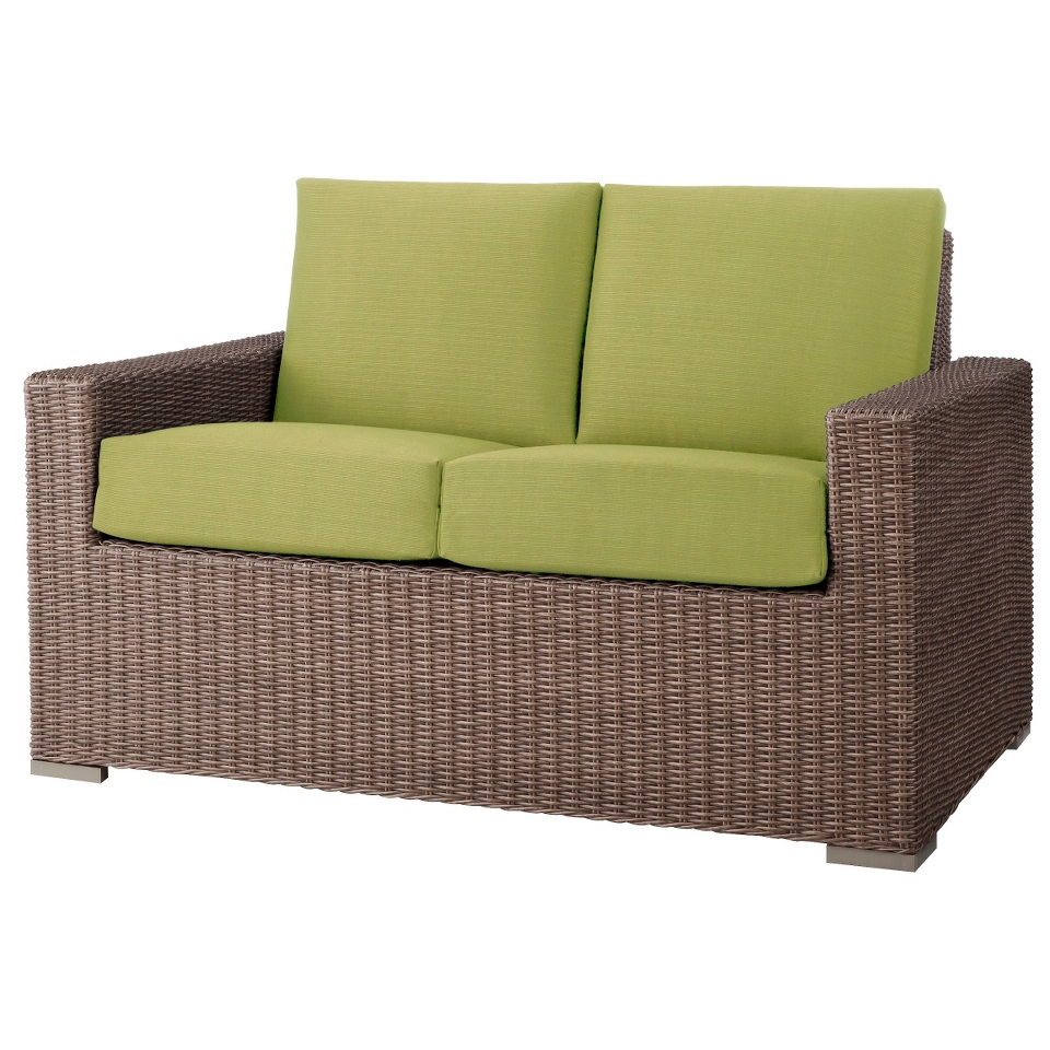 Outdoor Patio Furniture Threshold Lime Green Wicker Loveseat, Heatherstone