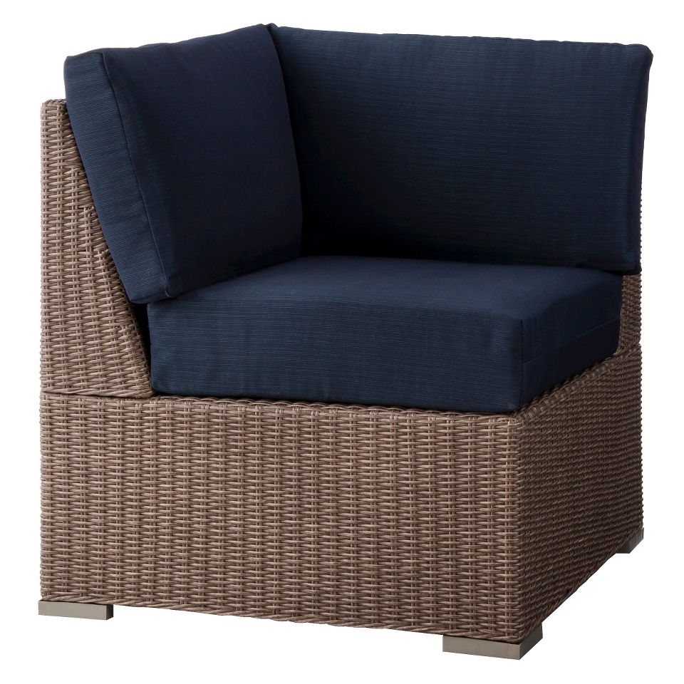 Outdoor Patio Furniture Threshold Navy Blue Wicker Sectional Corner Seat,
