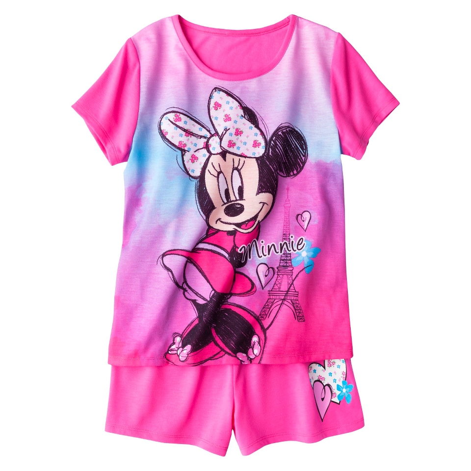 Disney Minnie Mouse Girls 2 Piece Pajama Set   Pink L