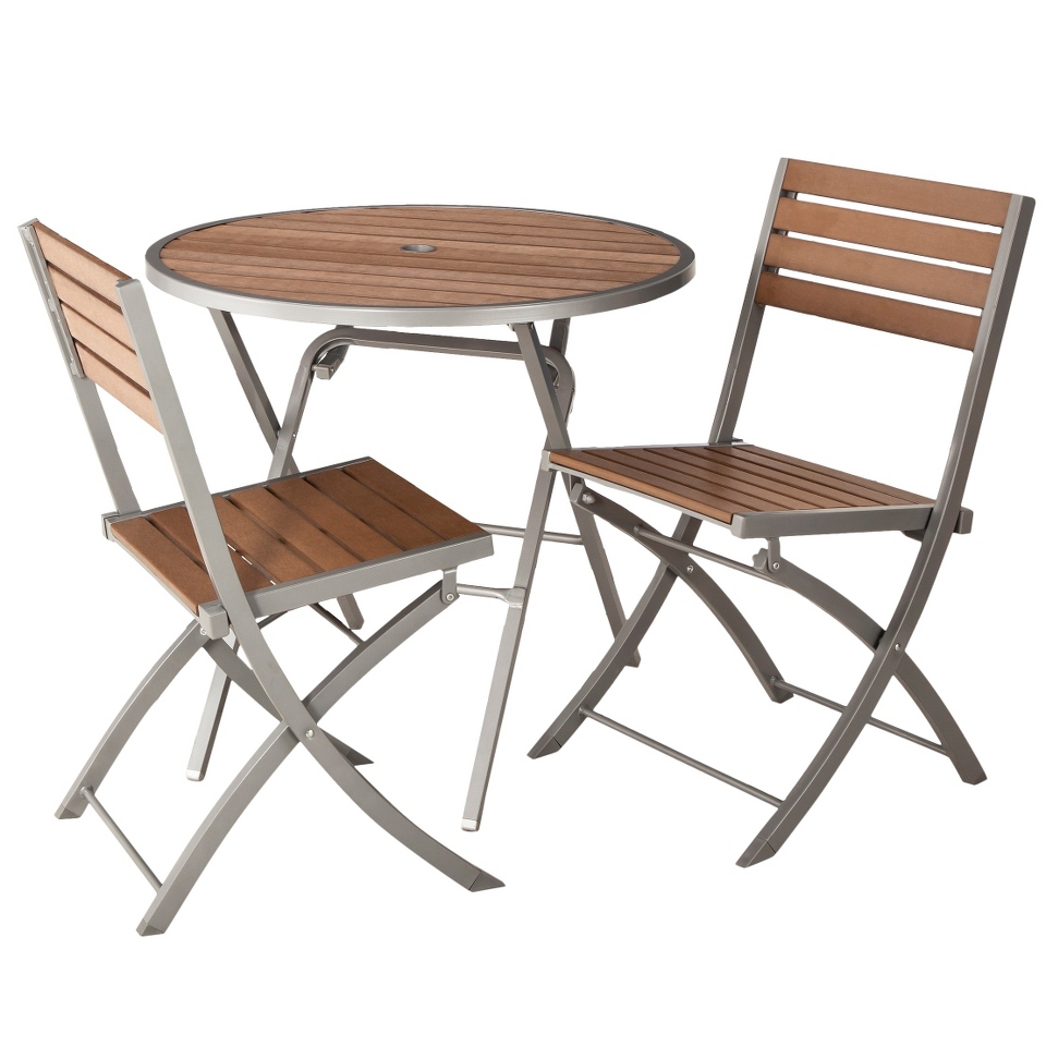 Outdoor Patio Furniture Set Threshold 3 Piece Wood Bistro, Bryant Collection