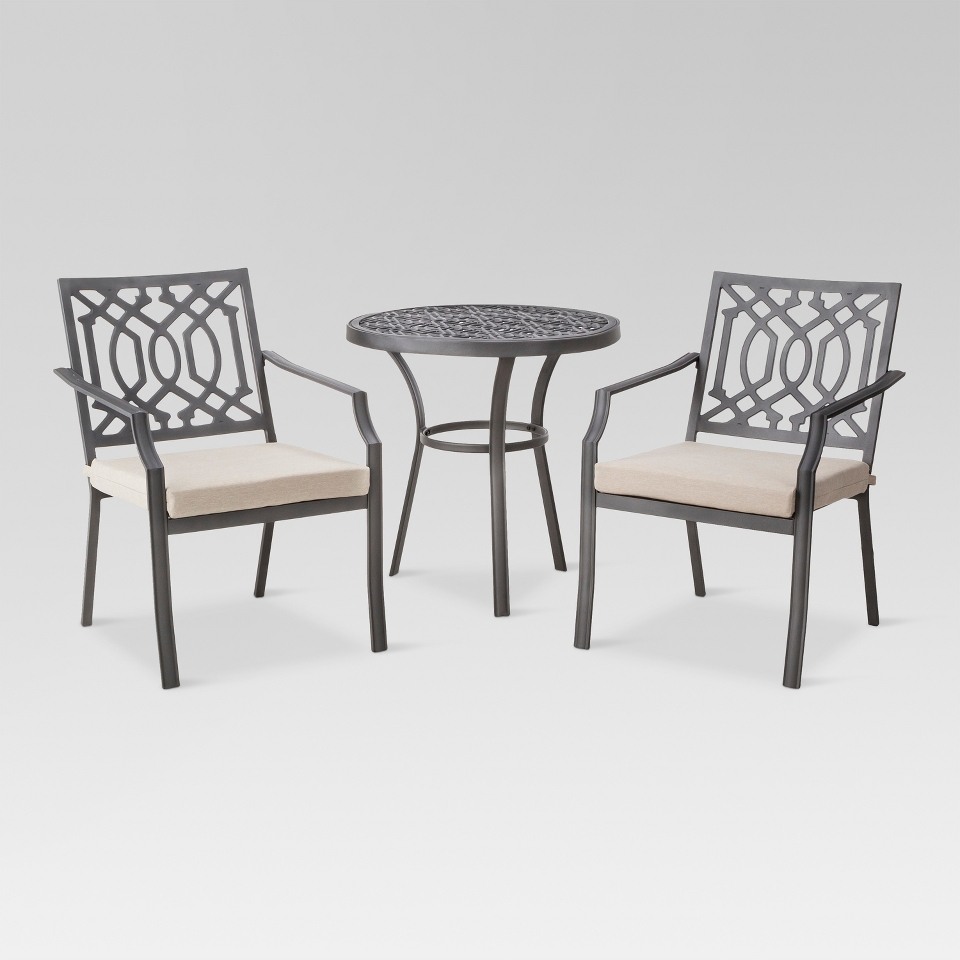 Outdoor Patio Furniture Set Threshold 3 Piece Tan Aluminum Bistro, Harper