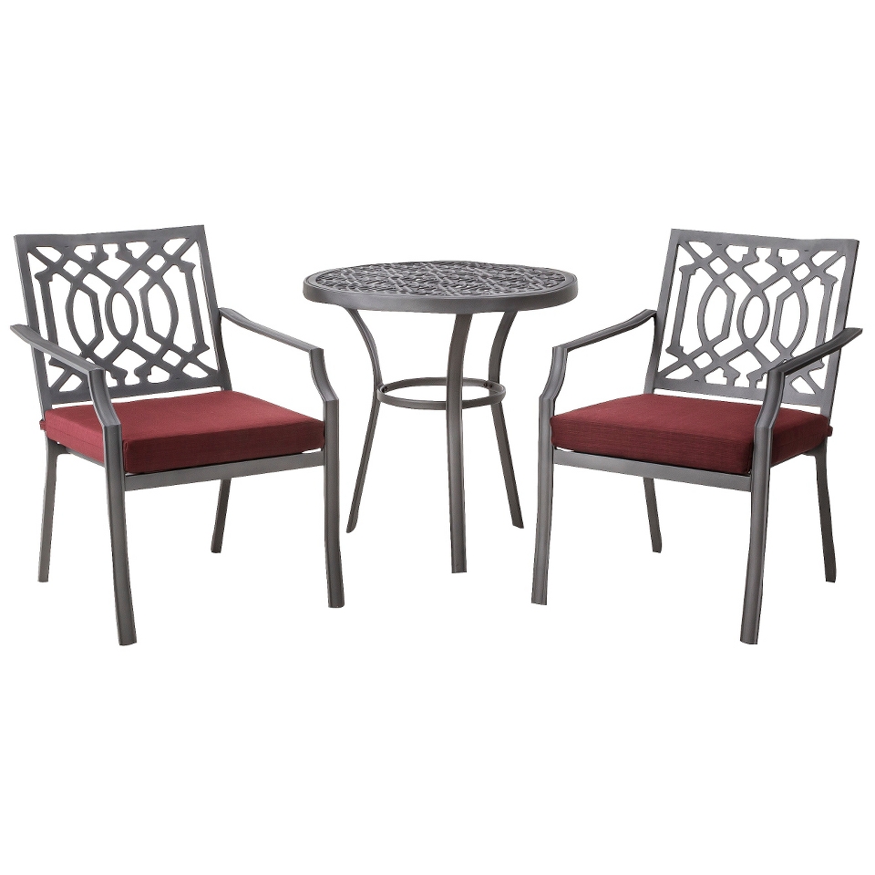 Outdoor Patio Furniture Set Threshold 3 Piece Red Aluminum Bistro, Harper