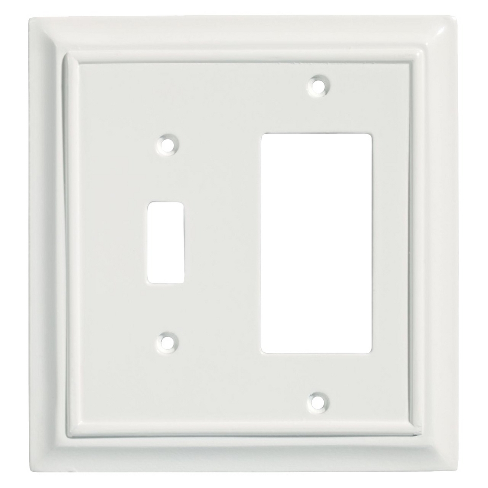 Brainerd Wood Architectural Single Switch GFCI/Rocker Wall Plate   White