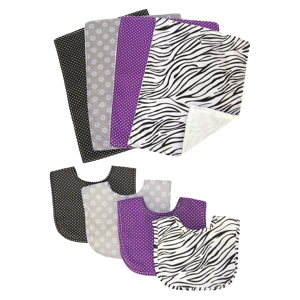 8pc Bib & Burp Cloth   Grape Expectations by Lab