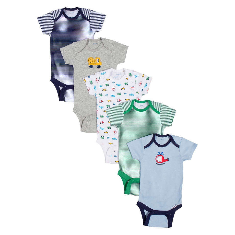 Gerber Onesies Newborn Boys 5 Pack Transportation Onesies   Assorted NB