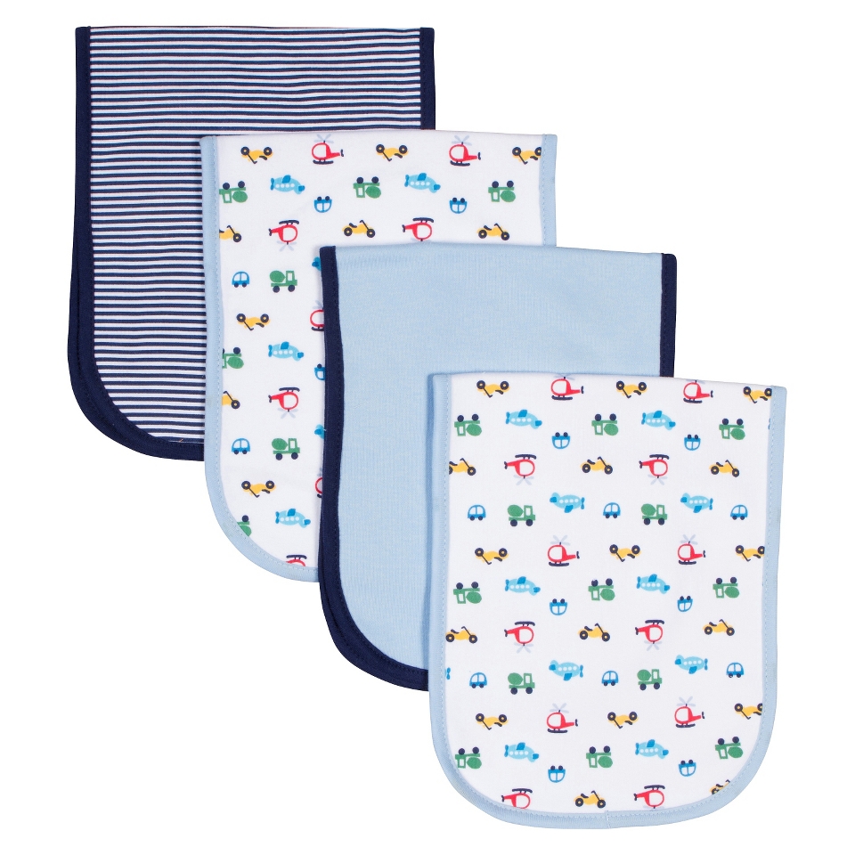 Gerber Newborn Boys 4 Pack Transportation Burp Cloth Set