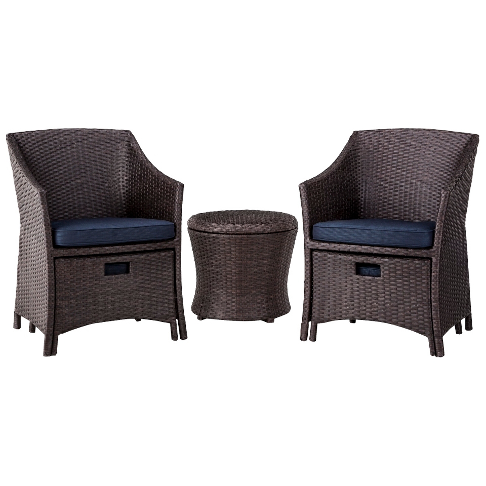 Threshold 5 Piece Navy Blue Wicker Patio Furniture Set, Loft Collection