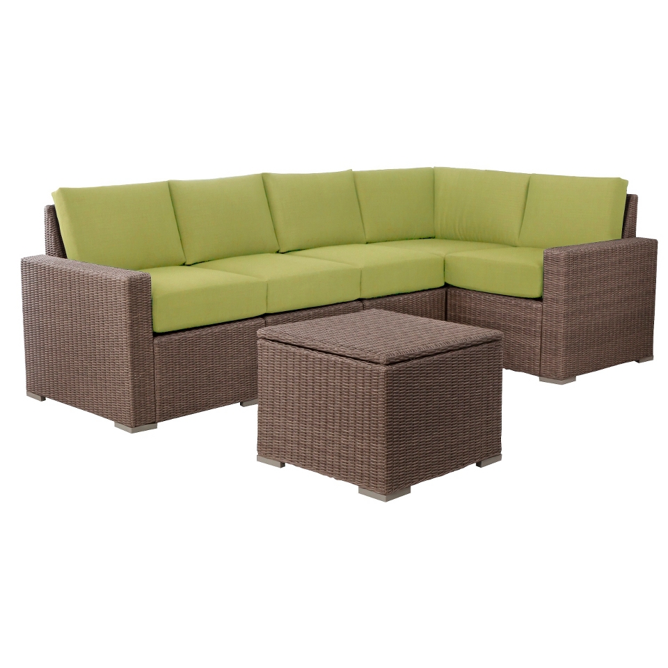 Threshold 6 Piece Lime Green Wicker Sectional Patio Furniture Set, Heatherstone