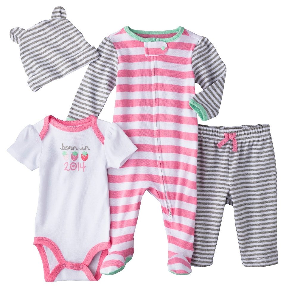 Circo Newborn Girls 4 Piece Set   Pink/Grey 3 6 M