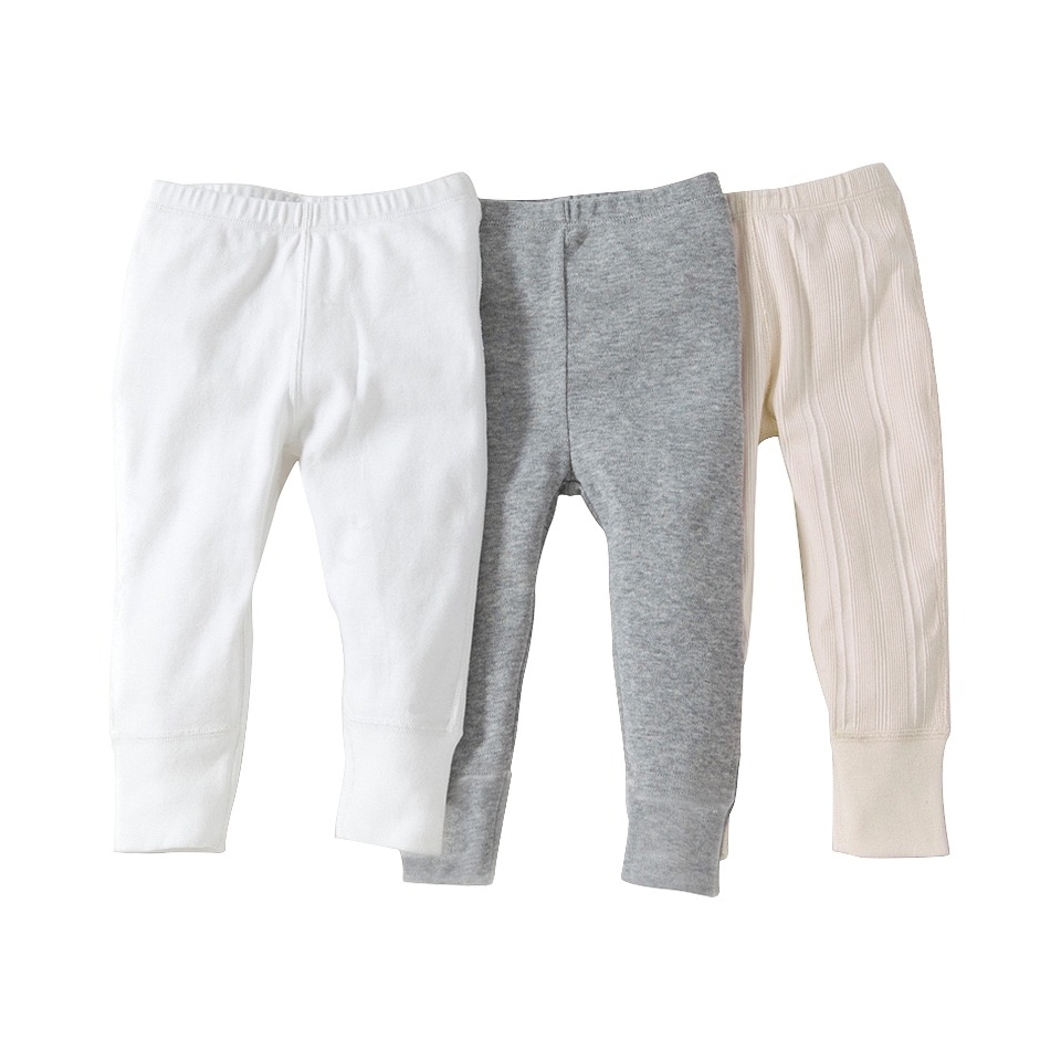 Burts Bees Baby Infant 3 Pack Footless Pant   Ivory/Grey/White 4T