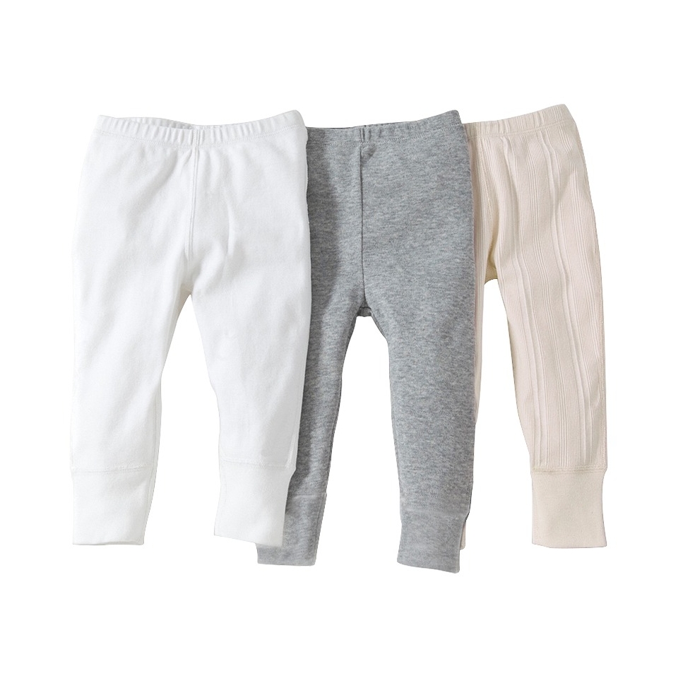 Burts Bees Baby Infant 3 Pack Footless Pant   Ivory/Grey/White 3T