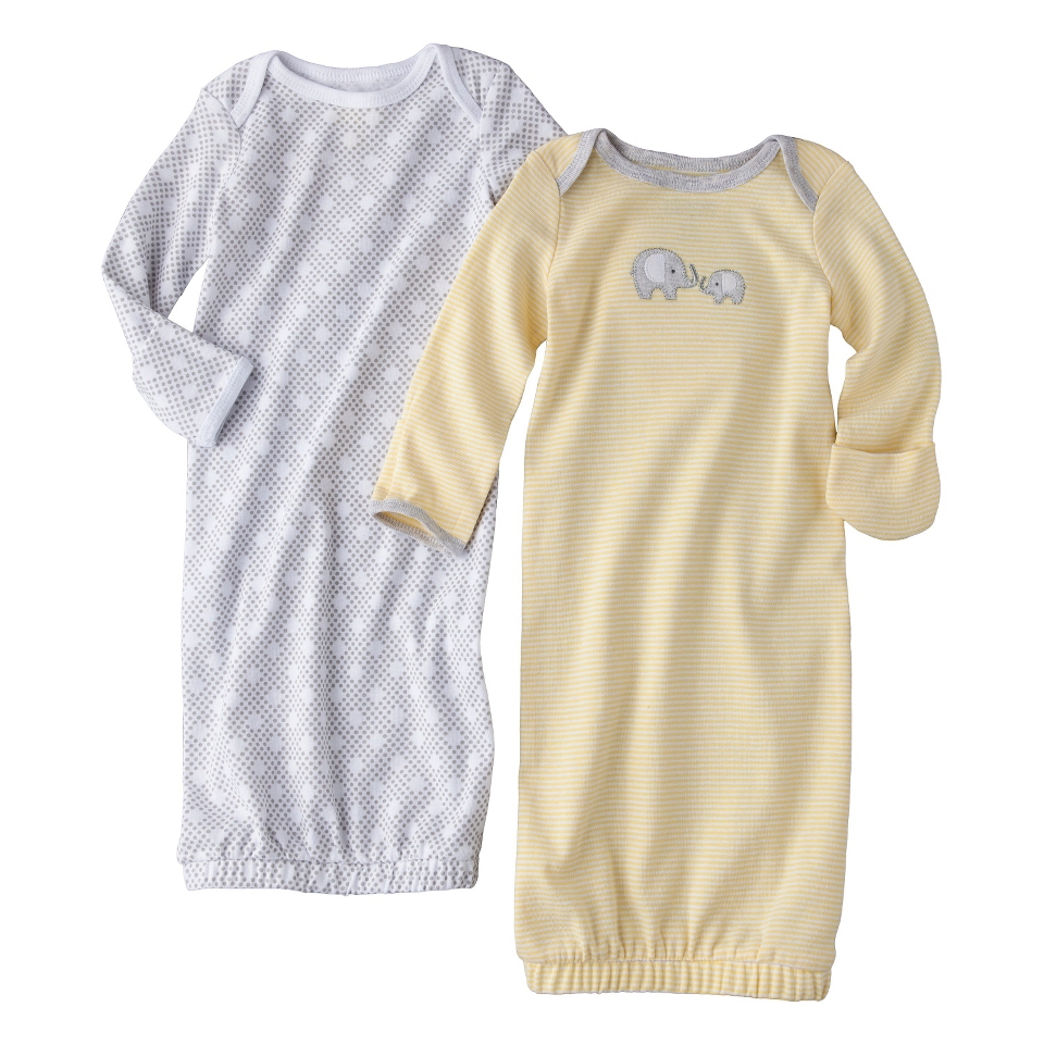 Circo Newborn 2 Pack Gown   Grey/Yellow NB