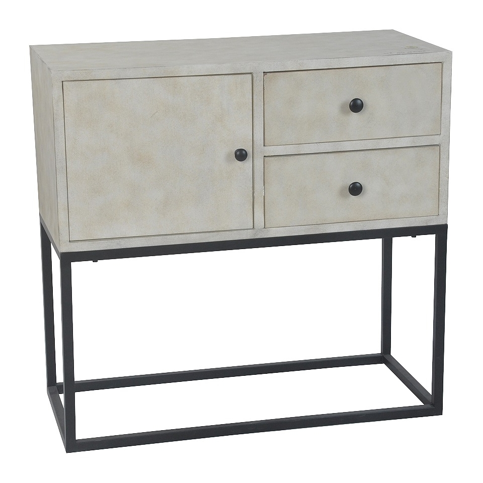 Storage Cabinet Threshold Mixed Metal Console Cabinet   White