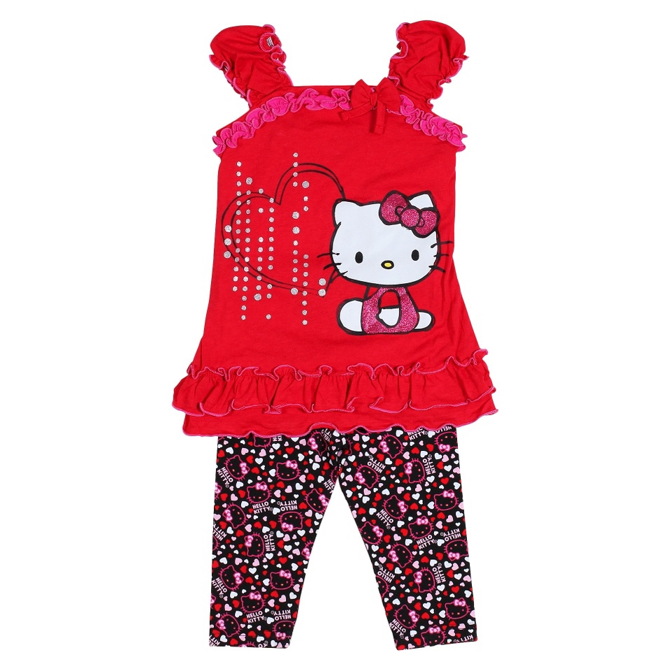 Hello Kitty Infant Toddler Girls 2 Piece Top   Red 5T