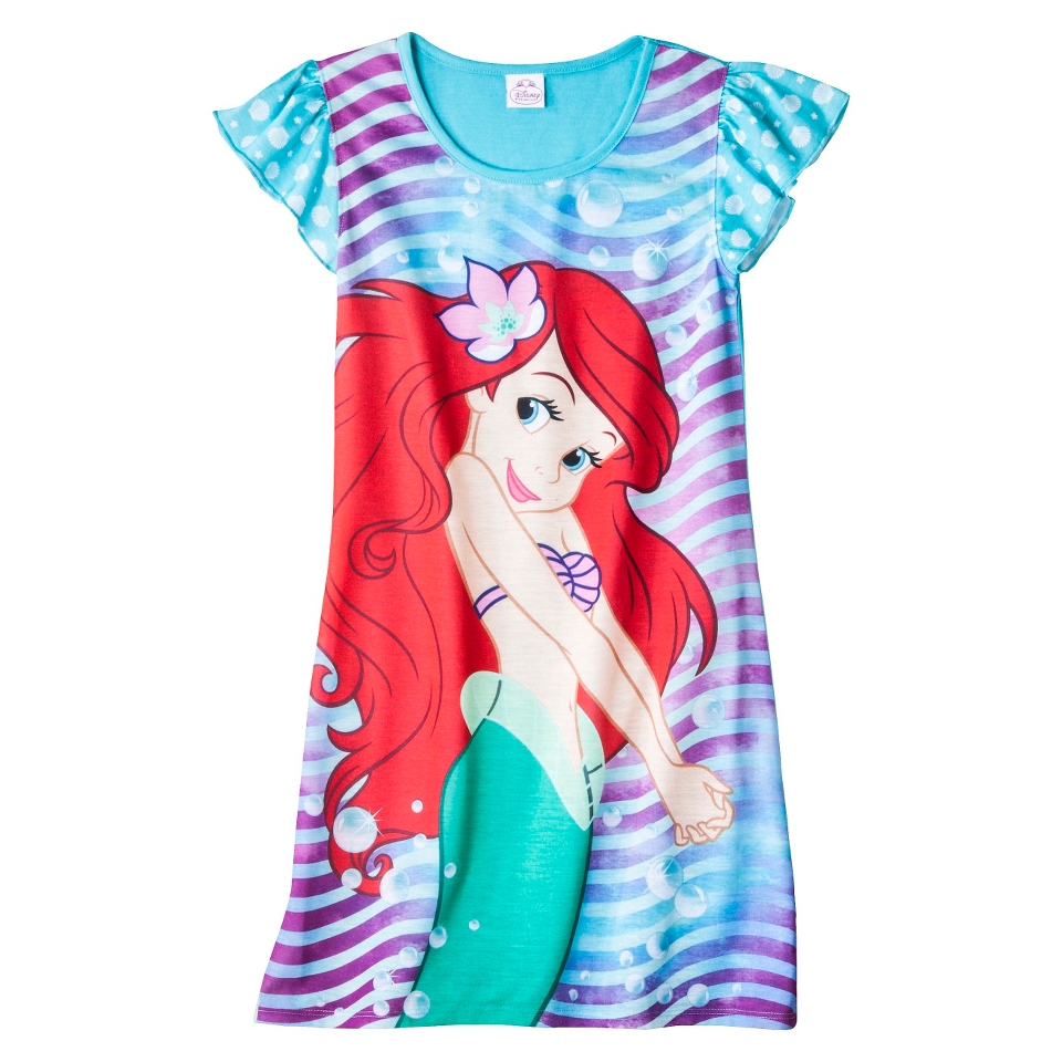 Disney Ariel Girls Short Sleeve Nightgown   Turquoise M