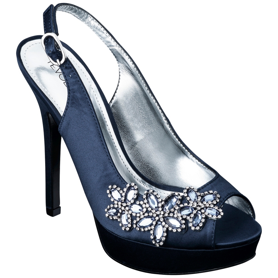 Womens Tevolio Talise Satin Peep Toe Pump   Navy 9