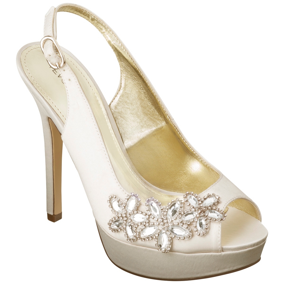 Womens Tevolio Talise Satin Peep Toe Pump   Ivory 8.5