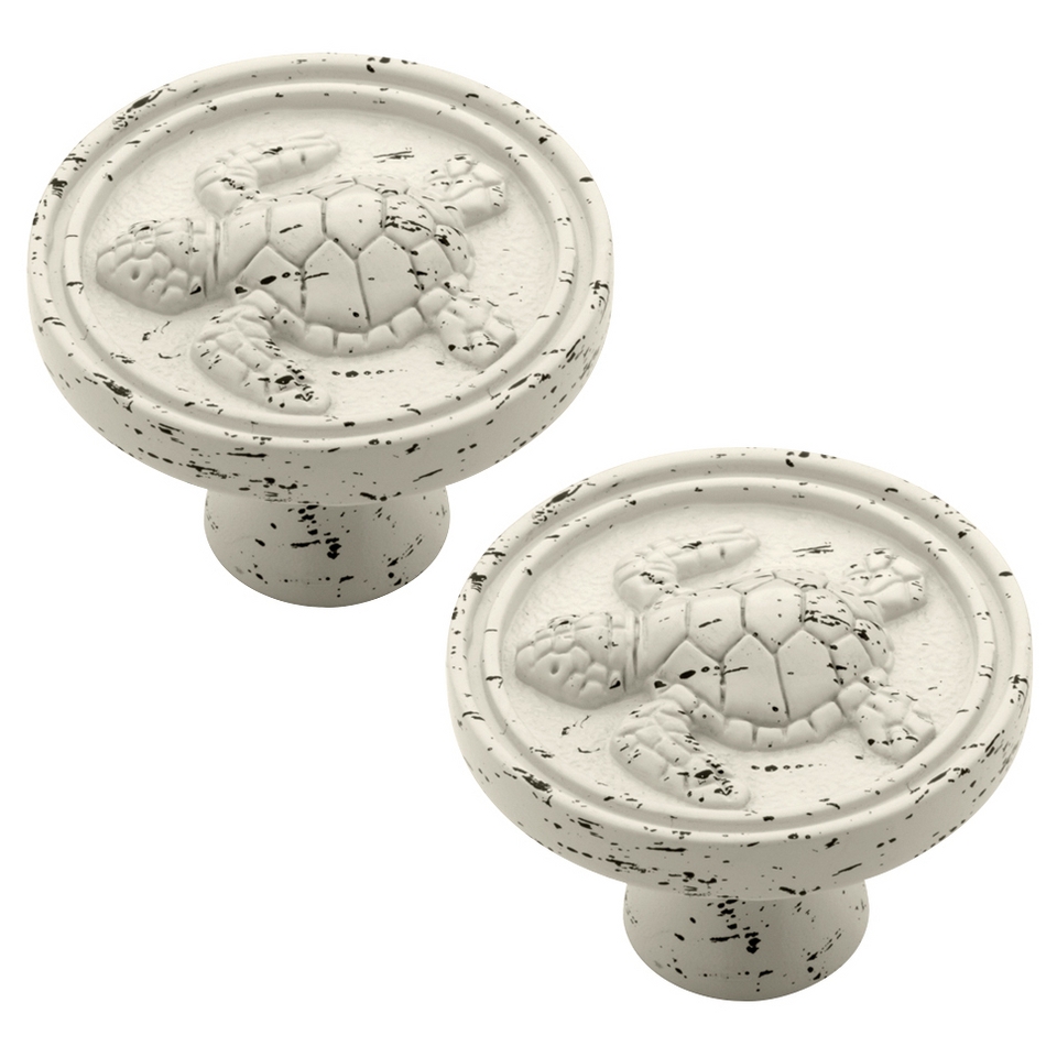 Liberty Hardware 35 mm Turtle Knob   Vintage Antique White (Set of 2)