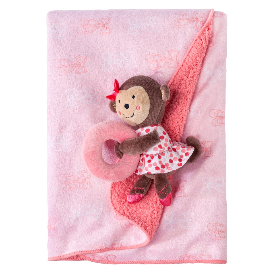 Just One You Made by Carters 2 Ply Blanket with Girl Monkey Rattle