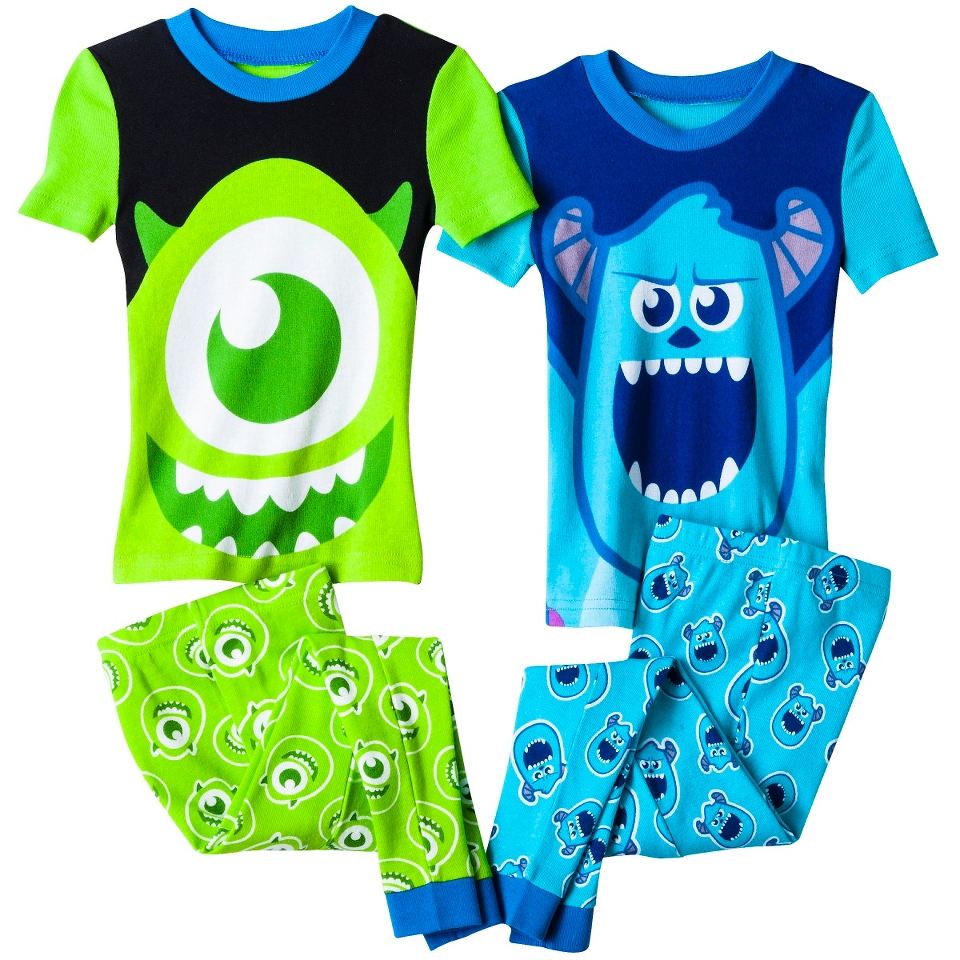 Disney Monsters Inc. Toddler Boys 4 Piece Short Sleeve Pajama Set   Blue 2T