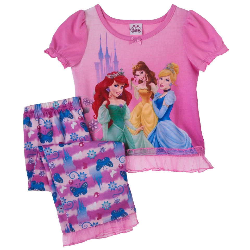 Disney Princess Toddler Girls 2 Piece Short Sleeve Pajama Set   Pink 4T