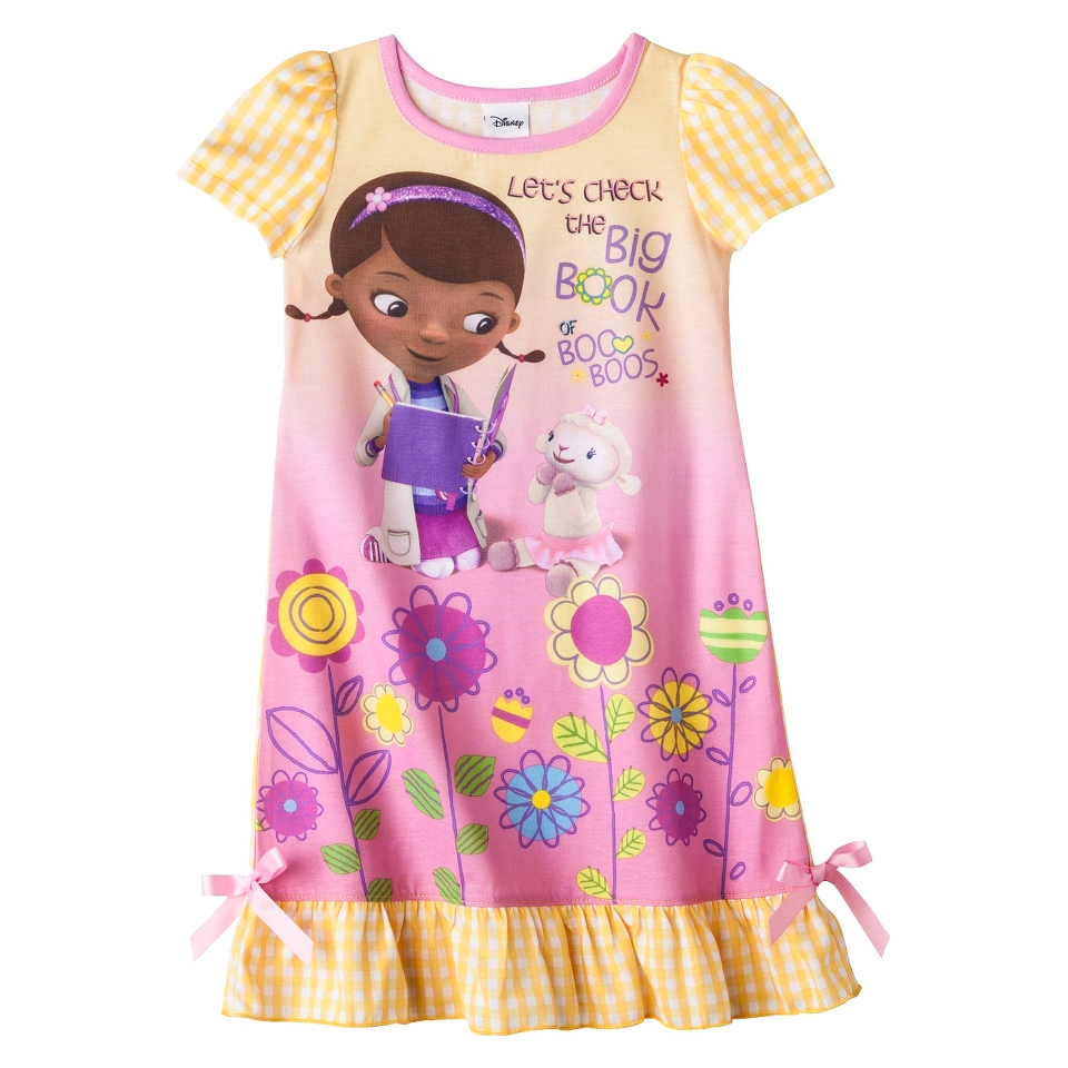Doc McStuffins Toddler Girls Short Sleeve Nightgown   Yellow 3T
