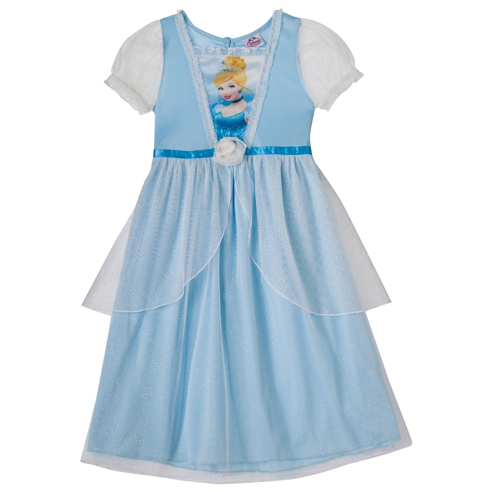 Disney Cinderella Toddler Girls Short Sleeve Nightgown   Blue 2T