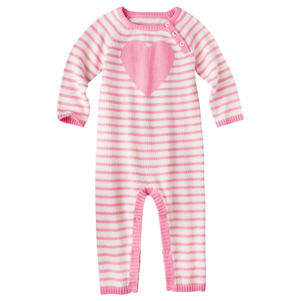 Cherokee Newborn Girls Heart Striped Coverall   Pink NB