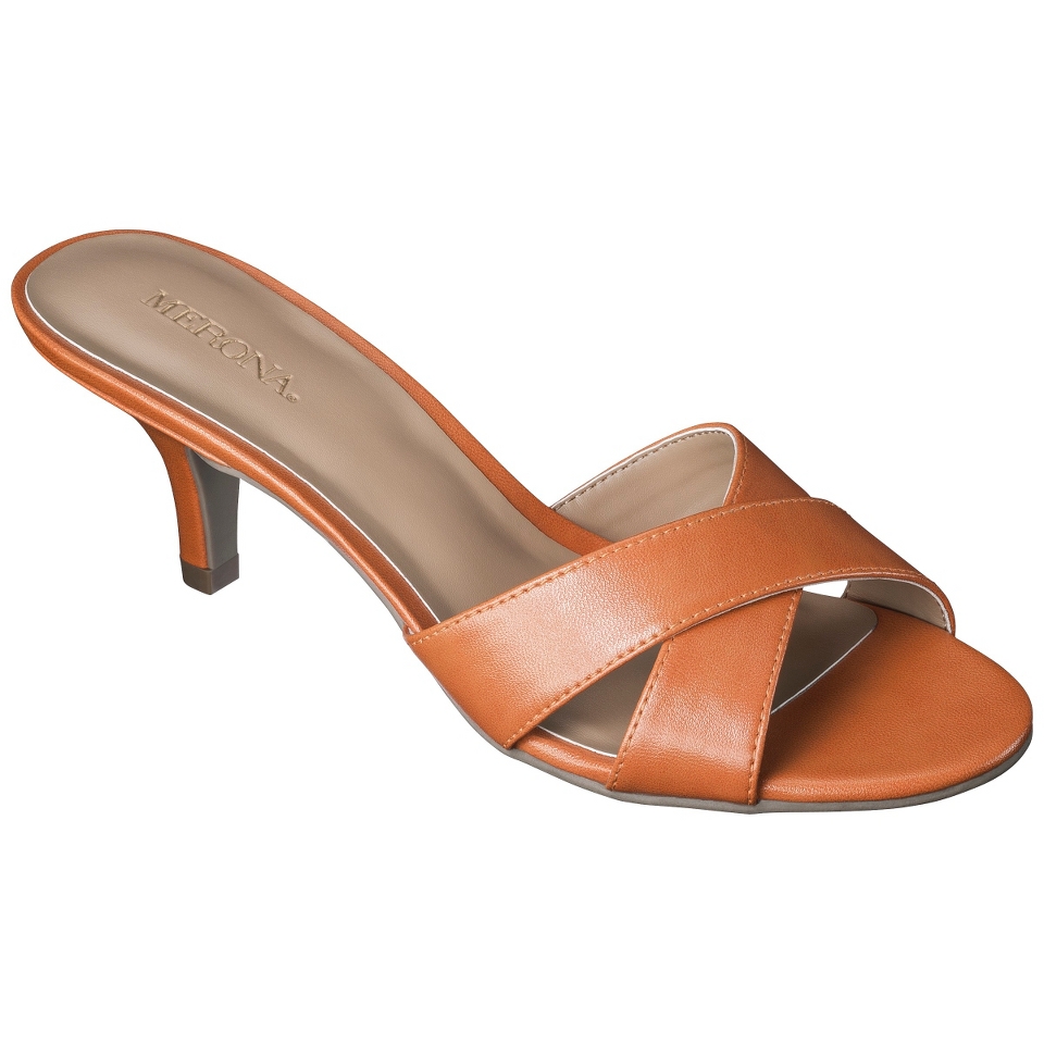 Womens Merona Oessa Kitten Heel Slide Sandal   Orange 8.5