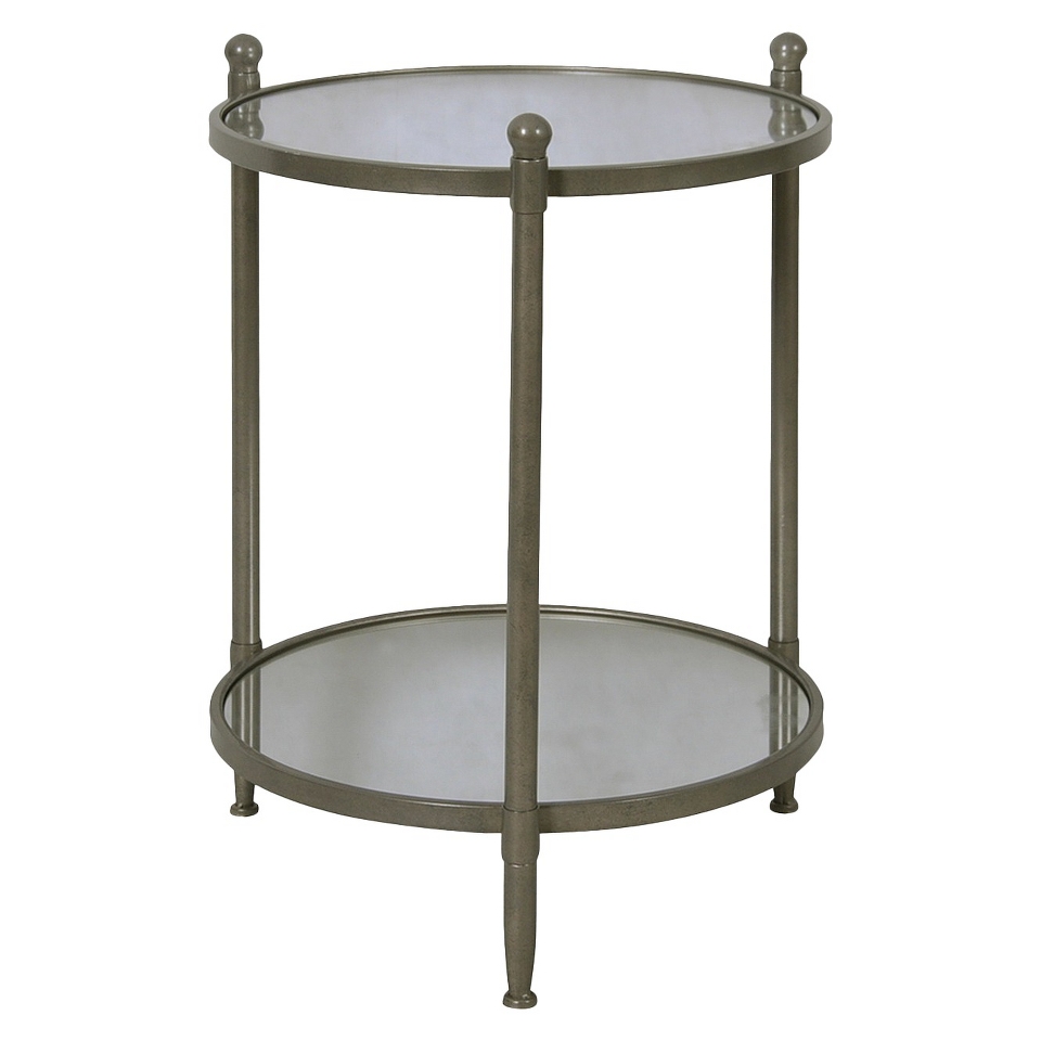 Accent Table Threshold Two Tier Round Table   Antiqued Pewter