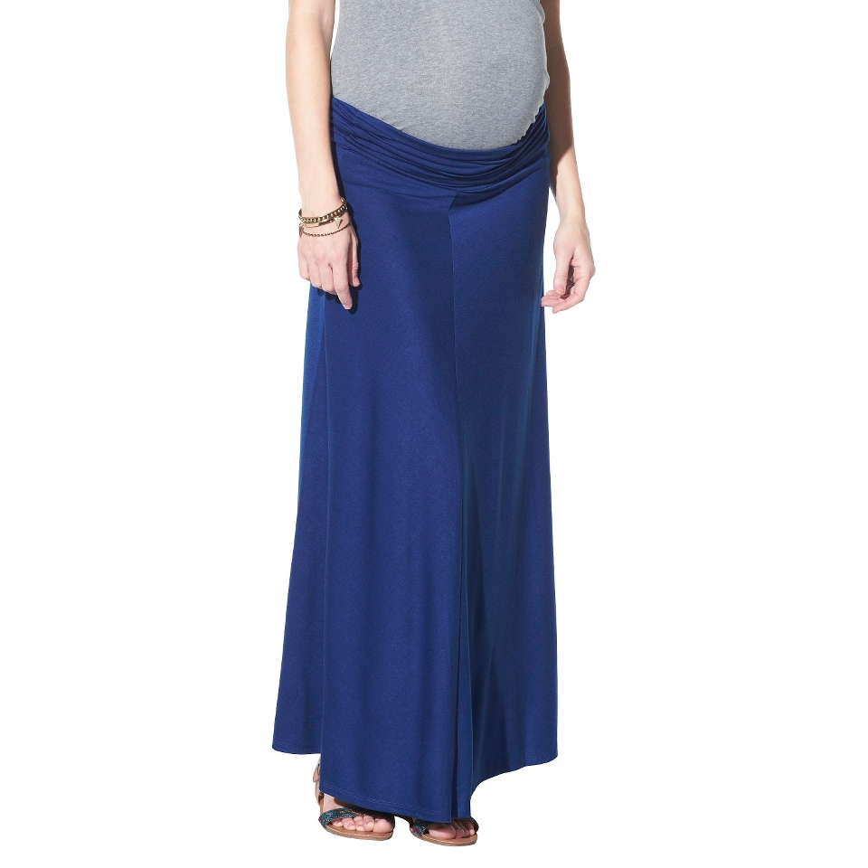 Merona Maternity Fold Over Waist Maxi Skirt   Waterloo Blue XS