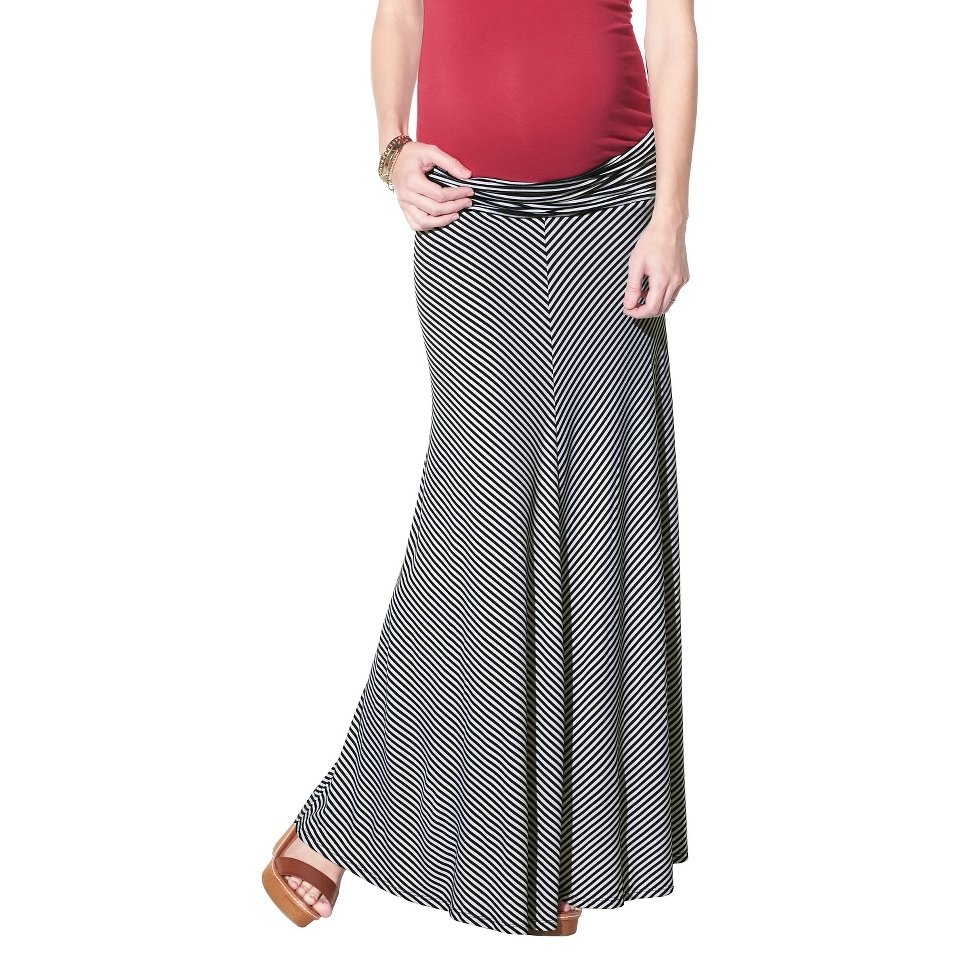 Merona Maternity Fold Over Waist Maxi Skirt   Navy/White XL