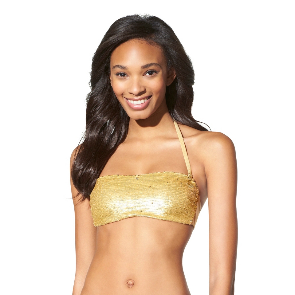 Xhilaration Juniors Sequin Bandeau Swim Top  Gold L