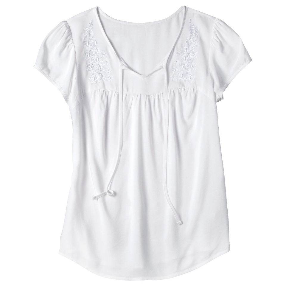 Mossimo Supply Co. Juniors Challis Embroidered Top   Fresh White XS(1)