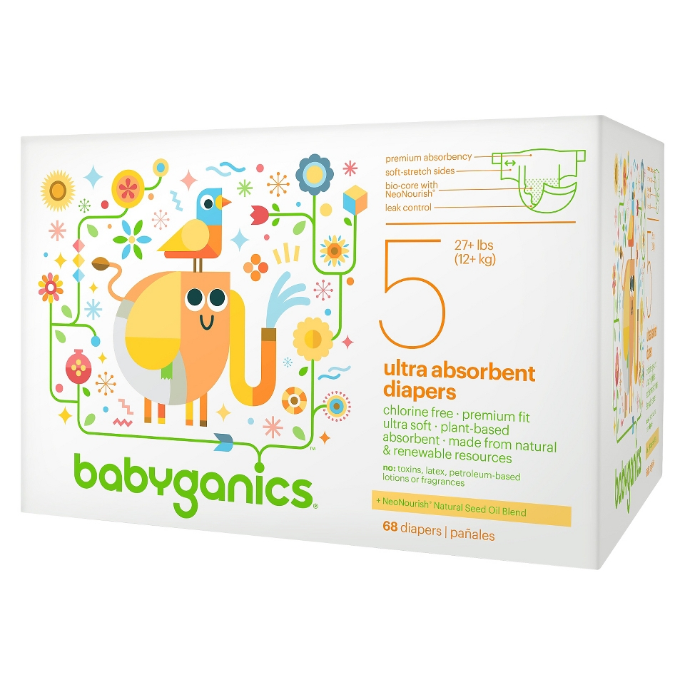 BabyGanics Diapers Value Pack   Size 5 (68 Count)