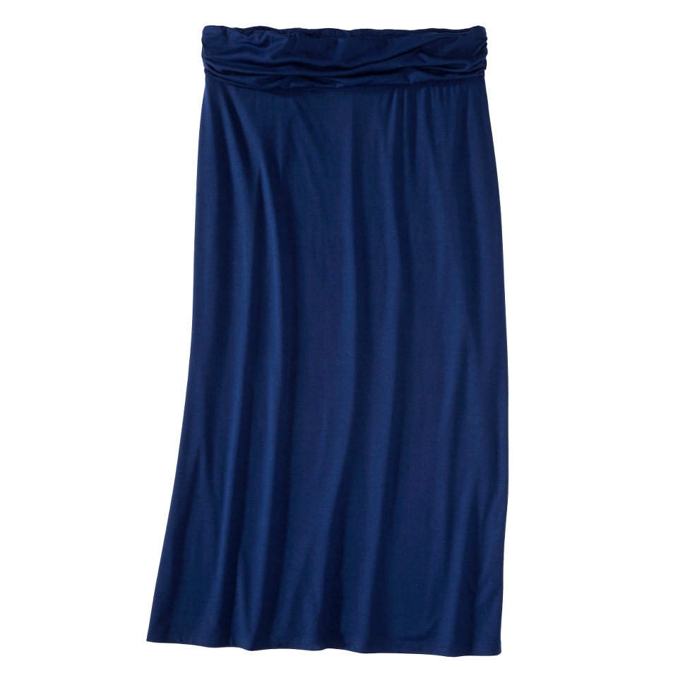 Merona Womens Plus Size Ruched Waist Knit Maxi Skirt   Blue 2
