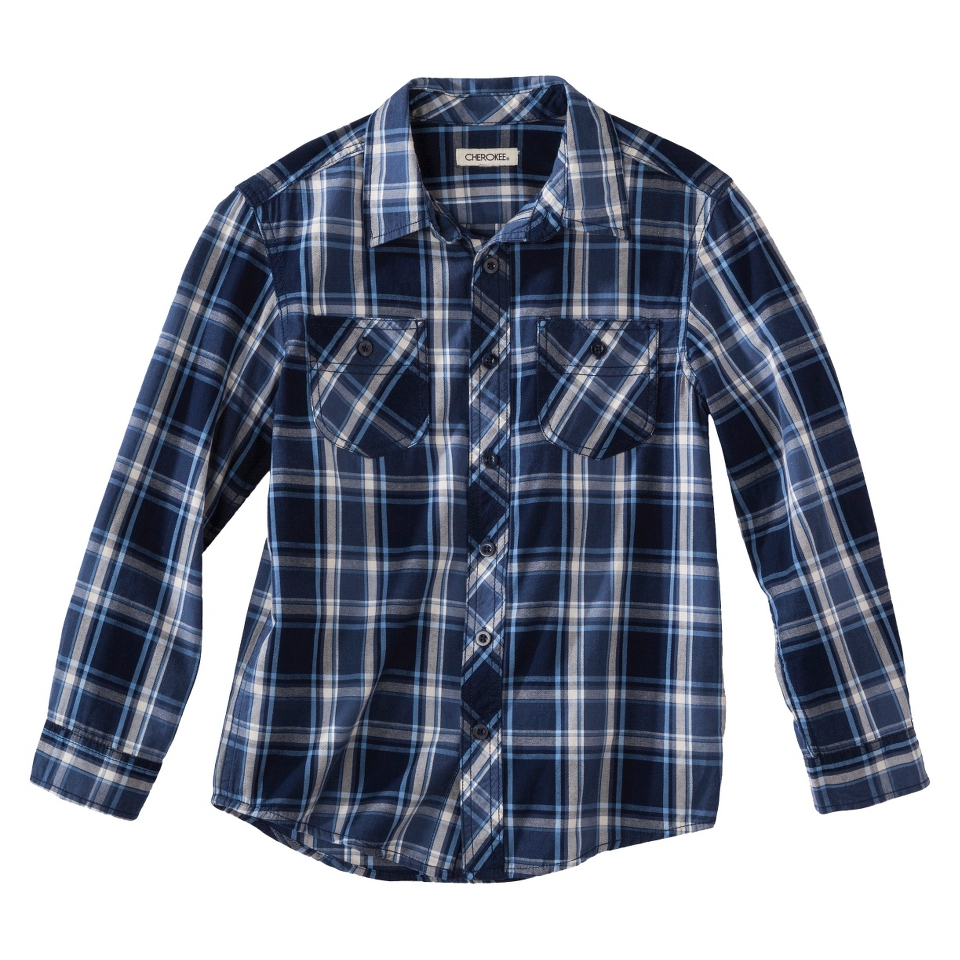 Cherokee Boys Long Sleeve Flannel   Blue L