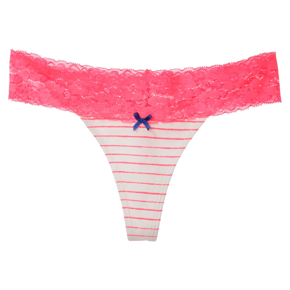 Xhilaration Juniors Wide Lace Thong   Primo Pink Stripe S