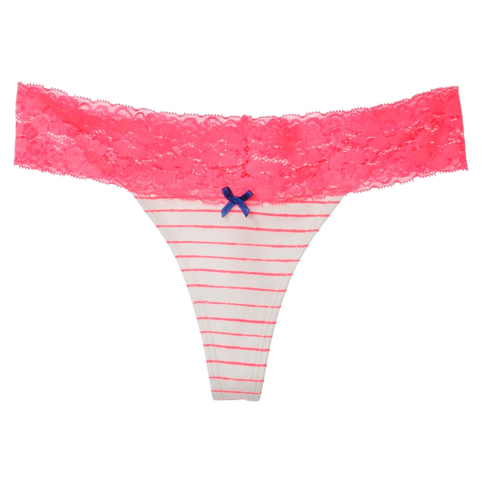 Xhilaration Juniors Wide Lace Thong   Primo Pink Stripe L