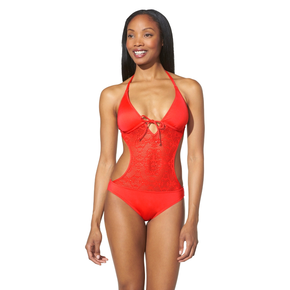 Mossimo Womens Crochet Monokini  Burnt Orange M