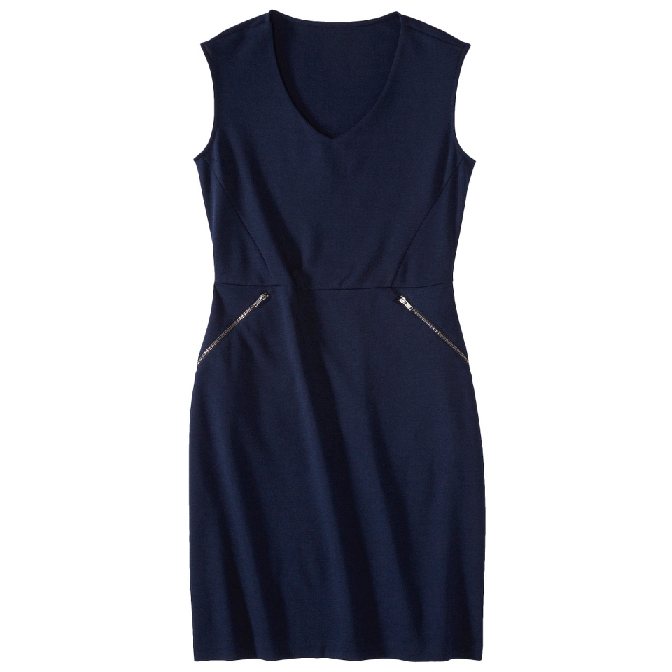 Mossimo Petites V Neck Zipper Pocket Dress   Navy LP