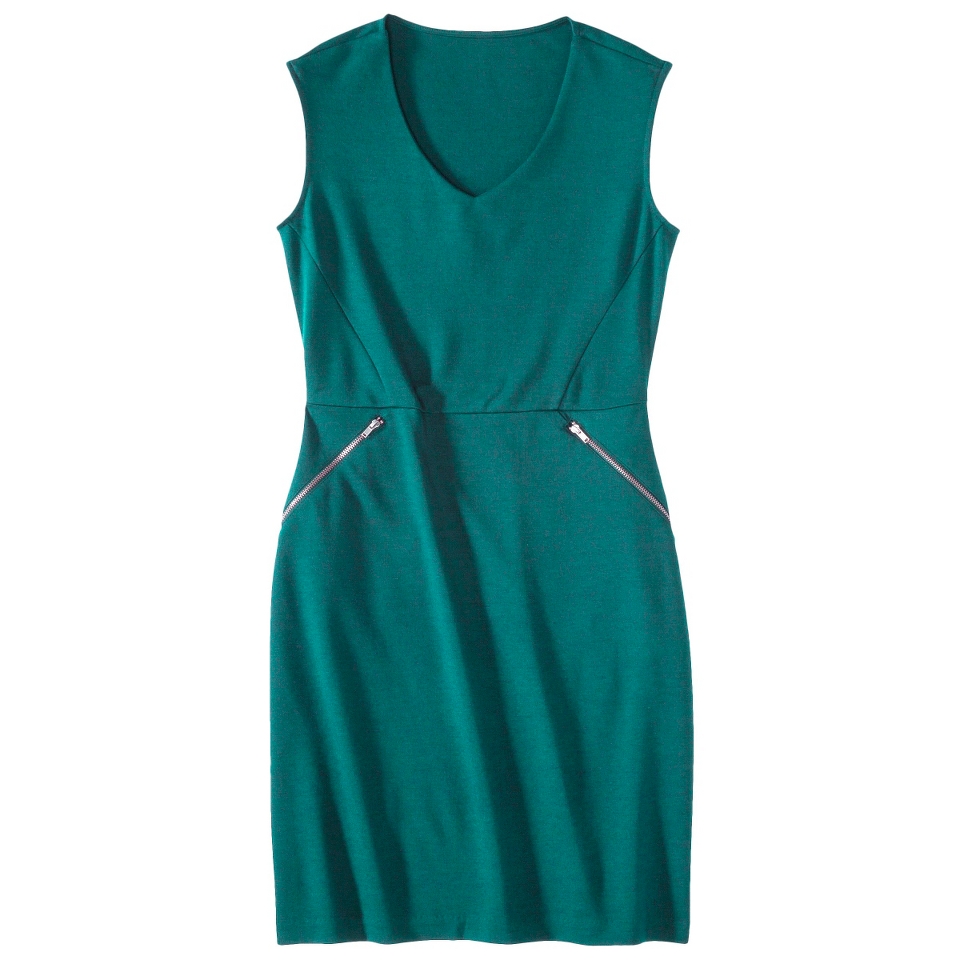 Mossimo Petites V Neck Zipper Pocket Dress   Teal XXLP