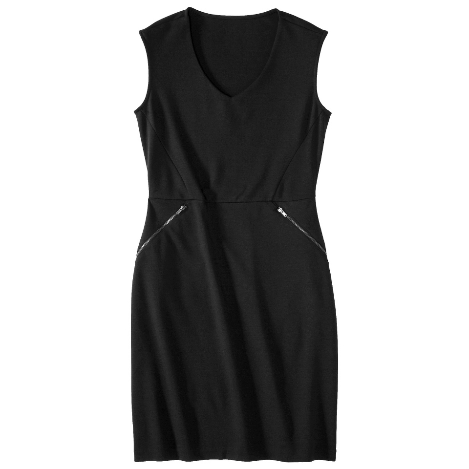 Mossimo Petites V Neck Zipper Pocket Dress   Black XXLP