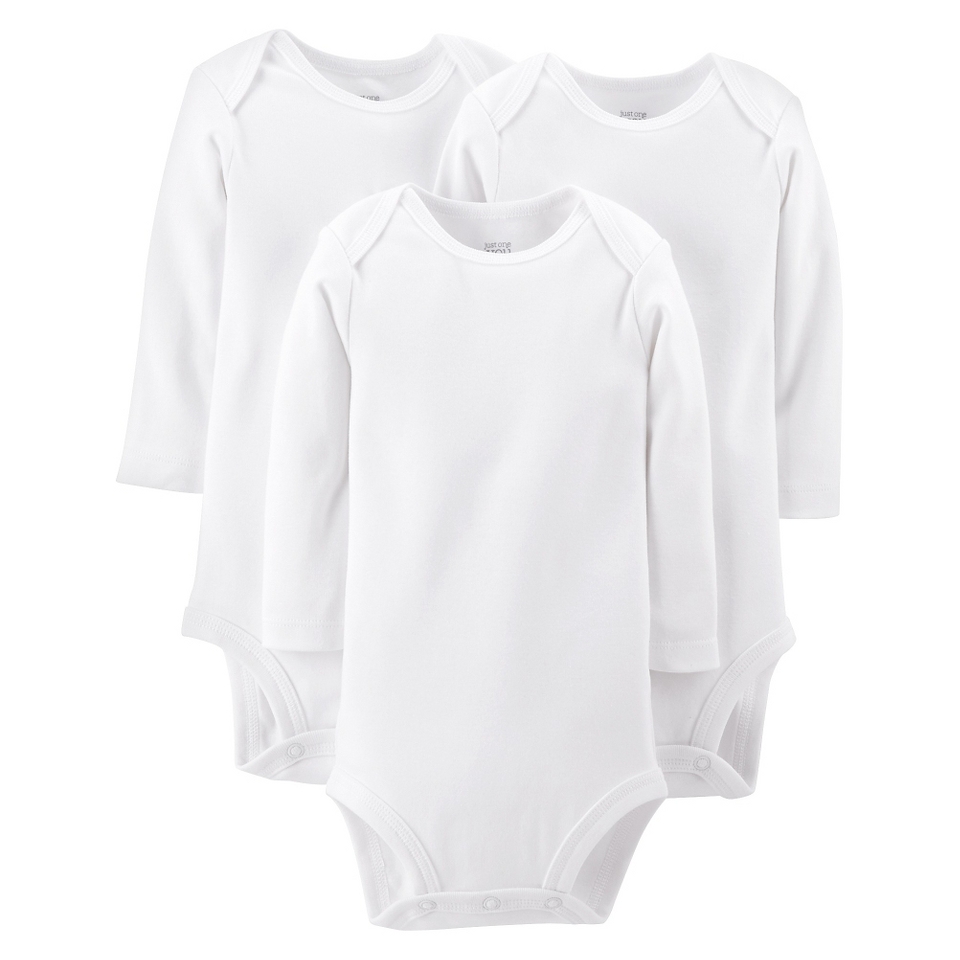 Just One YouMade by Carters Newborn 3 Pack Long sleeve Bodysuit   White Preemie