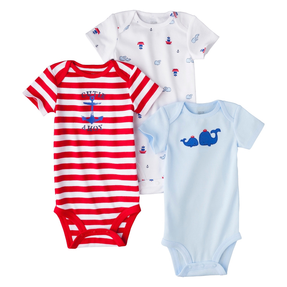 Just One YouMade by Carters Newborn Boys 3 Pack Bodysuit   Blue/Red 6 M