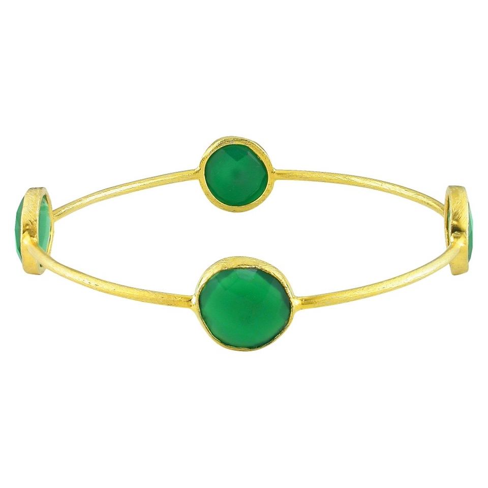 22K Gold Plated Brass 13mm Green Onyx Bangle