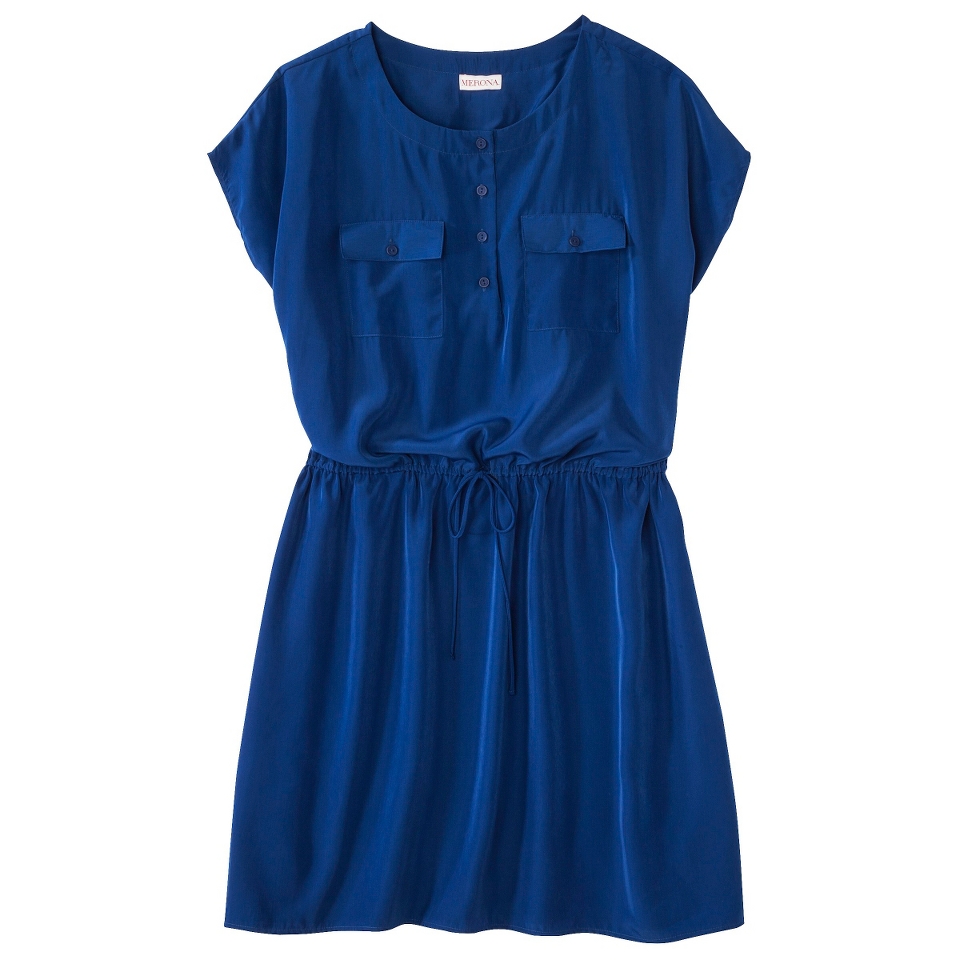 Merona Womens Plus Size Short Sleeve Tie Waist Dress   Waterloo Blue 2