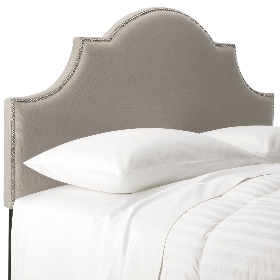 Queen Headboard/Night Stand/Platform Bed Scalloped & Nailhead Headboard   Taupe