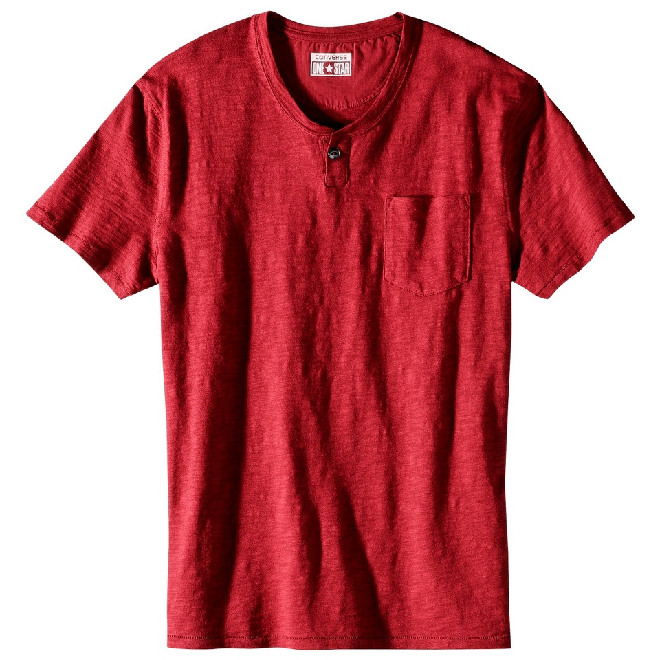 Converse One Star Mens Short Sleeve Henley   Ruby Hill L