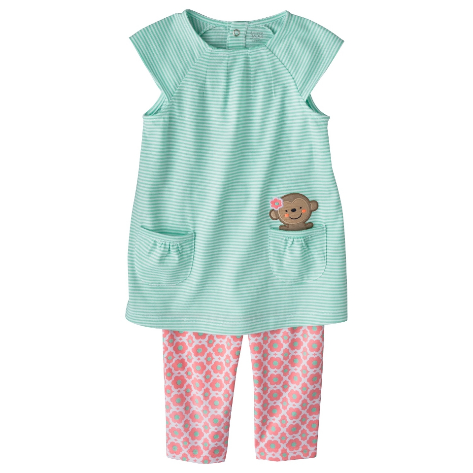 Just One YouMade by Carters Toddler Girls 2 Piece Set   Light Blue/Pink 2T